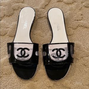 Chanel clear/black/PVC slide sandal